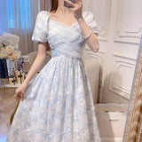 DAIIIBABYYY  -  Summer New Calf Length Skirts Palace French Princess Style Romantic Elegant High End Unique Design Leaf First Love Fairy Dresses