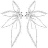 Daiiibabyyy New Luxury Fashion Exaggerated Zircon Maple Leaf Flower Stud Earrings for Women Personality Statement Party Jewelry Gift