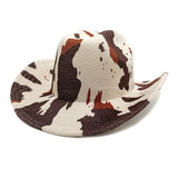 DAIIIBABYYY  -  Unisex Wide Brim Hat Leopard Print Felted Cap Panama Cow Design Cowboy Jazz Style Men's Fedora Hat for Women And Men