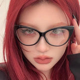 DAIIIBABYYY  -  Fashion Cat Eye Reading Glasses Women Eyeglasses for Nearsightedness Anti Blue Light Unique Triangle Cat Eye Glasses Frame