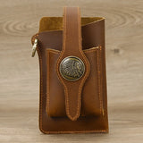 DAIIIBABYYY  -  Real Leather men Casual Small Waist Bag Cowhide Fashion Hook Bag Waist Belt Pack Cigarette Case 5.5" Phone Pouch
