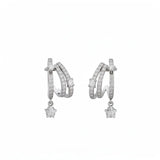 Daiiibabyyy  New Design Micro-Set Zircon Star-Shaped Pendant Silver Color Earrings for Women Luxury Trendy Jewelry Elegant Ear Accessory
