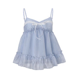 Daiiibabyyy  Summer French Y2k Sexy Solid Edible Tree Fungus Loose Bow Camis