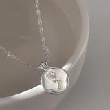 Daiiibabyyy 925 Sterling Silver Circular Geometry Rose Necklace Dropwise Glaze Korean Gentle Jewelry Birthday Gift Wholesale