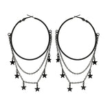 DAIIIBABYYY  -  Gothic Black Metal Big Ring Hoop Earrings Fashion Star Circle Tassel Pendant Earrings Women's Dark Style Jewelry