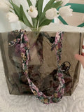 Daiiibabyyy Transparent PVC Women Shoulder Bag Large Capacity Jelly Beach Bags femme handbags ladies totes Composite Bag Floral underarm bag