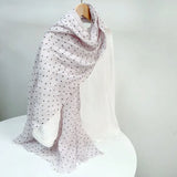 Daiiibabyyy  Pure Linen Soft Scarves Women Polka Dot Retro Design Scarf Summer Travelling Long Scarves Breathable Thin Shawl 65x180cm
