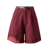 Daiiibabyyy  Fashion Overalls Shorts Women Spring Summer Casual High-waisted Wide Leg Pants Short Pants with Belt Outwear Black Shorts 2025
