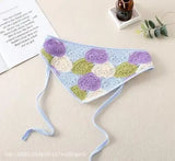 Daiiibabyyy  Women's Headscarf Dopamine French Mint Mambo Style Knitted Flower Triangular Headscarf Country Style Seaside Photo Girl Headband