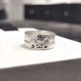 Daiiibabyyy  Fashion Adjustable Cat Dog Couple Rings for Women Simple Design Overlapping Wear Cute Gifts Rings for Girlfriend Wedding Jewelry