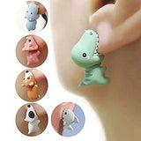 Daiiibabyyy 1Pair Cute Animal Biting Stud Earrings Women Girl Cartoon Shark Dinosaur Resin Stud Earring Ear Studs Bite Funny Jewerly Gift