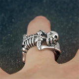 Daiiibabyyy  Men Women Vintage Thai Silver Skull Skeleton Finger Rings Punk Gothic Fashion New Jewelry Couple Gift Party Rock anillos mujer