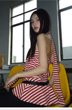 DAIIIBABYYY  -  Striped Halter Tops Streetwear Sleeveless Tshirts Backless Tank Tops Women Clothes Korean Fashion Summer Tops Camisole