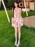 DAIIIBABYYY  -  2025 Sweet Wind Sleeveless Hanging Neck Floral Dress Summer New Style Small Beach Vacation Beauty Short Elegant