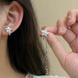 Daiiibabyyy  New Asymmetrical Earrings Sea Blue Heart-Shaped Starfish Earrings Inlaid Zircon Imitation Pearls Gentle Sweet Women Earrings