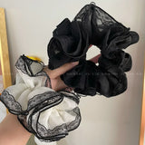 Daiiibabyyy Fashion Lace Chiffon Oversized Scrunchie Hair Tie High Quality Korean Temperament Luxury Hair Band Female Hair Accessories