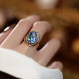 Daiiibabyyy  Oval Shell Open Rings for Women Retro Fashion Exquisite Temperament Index Finger Ring Light Luxury High-end Hand Jewelry Gifts
