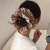 Daiiibabyyy  Women's Scrunchies Sweeet Style Ties Striped Large Intestine Hair Ties Bun Hairstyle Fashionable And Simple Rubber Band Woman