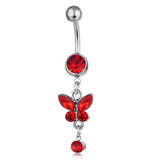 Daiiibabyyy  Y2K Jewelry Stainless Steel Crystal Butterfly Belly Button Rings Sexy Accessory Shiny Body Piercing Korean Charm Belly Piercing