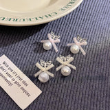 DAIIIBABYYY  -  Exquisite Korean Version Sweet Cool Ballet Ribbon Bow Earring Stud for Women Ins Fashion Spicy Girl Trendy Aesthetic Accessories
