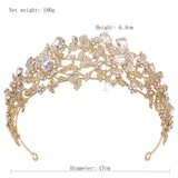 Daiiibabyyy  Baroque Queen Crystal Leaf Flowers Crowns For Bridal Women Girls Wedding Tiaras Diadem Princess Party Hair Dress Jewelry