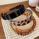 Daiiibabyyy  Leopard Print Wide Tooth Hair Headband Teeth for Women Non Slip Resin Hair Hoop Styling Hair Accessories for Thick Thin Hair