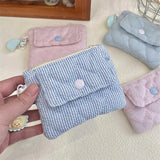 DAIIIBABYYY  -  New Stripe Coin Purse Small Fresh Canvas Coin Wallet Lipstick Earphone Money Storage Bag Cartoon Keychain Zipper Coin Purse