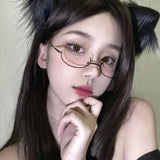 DAIIIBABYYY  -  Metal Oval Half Frames Glasses Women Girls Y2K No Lens Cosplay Eyeglasses Anime Photography Party Eyewears Royal Elder Sister