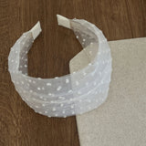 Daiiibabyyy  1PCKorean Temperament Lace Mesh Polka Dot Headband,Wide Edge Comfortable Hair Hoop, Soft Non Slip Broken Hair Cover Forest Style