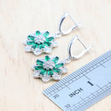 Daiiibabyyy Green Zircon Jewelry Sets Ladies 925 Sterling Silver Wedding Jewelry For Women Earrings Rings Pendant Necklace Bracelets Set