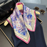 DAIIIBABYYY  -  100% Foulards En Soie Mode Fleurs Vives Couleur 53CM Petites Echarpes Carrees Cou Enveloppe Decorative Imprime Foulards