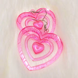 Daiiibabyyy  Y2K Earrings Pink Hollowout Heart Earrings Korean Fashion Kawaii Aesthetic Harajuku DIY Love Earrings for Women 2000s Jewelry