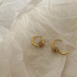 Daiiibabyyy  Kaitin Trendy Gold Plated Geometric Gear Shape Circle Hoop Earrings for Women Girl Fashion Zircon Jewelry Buckle Type