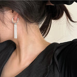Daiiibabyyy New Simple Version S925 Hoop Earrings Removable Snake Bone Tassel Women Wedding Party Fine Jewelry Girl Gift Wholesal ER098