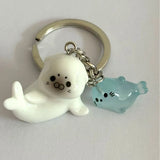 Daiiibabyyy  Cute Cartoon Marine Animals 3D Luminous Sea Lion Seal Resin Key Chains for Men Women Friend Bag Pendant Jewelry Accessories Gift