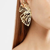 Daiiibabyyy Stainless Steel Earrings Exquisite Vintage Butterfly Wings Symmetrical Charms Fashion Stud Earrings for Women Jewelry Girl Party