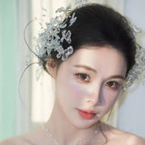 Daiiibabyyy  handmade silver versatile fairy crystal butterfly smart hydrogel wedding bridal headdress earrings