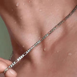 Daiiibabyyy  High Quality Titanium Steel Figaro Chain Men's Basic Versatile Necklace  Trendy for Men Women Hip Hop  Party Jewelry Gift
