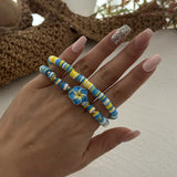 Daiiibabyyy  Fashion Bohemian Resin Acrylic Bangles Hip Hop Soft Clay Flower Beads Charm Bracelets For Women Men New Gift Jewelry