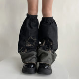 DAIIIBABYYY  -  Y2K Star Strap Denim Leg Warmers Punk Cross Harajuku Leg Covers Gothic Leg Socks Y2K Personalized Calf Socks Leg Boot Cuffs Sock