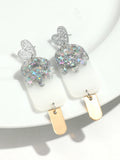 Daiiibabyyy  Funny Glitter Acrylic Hamburger Hot Dog Long Dangle Earrings Cute Bread Star Drop Earring Creative Jewelry Gifts