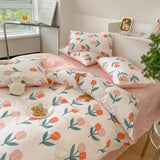 DAIIIBABYYY  -  New Little Fresh Pure Cotton Four Piece Set with 40 Thread Count All Cotton Bedding Ins Bed Sheet and Quilt Set with 4