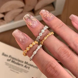 Daiiibabyyy  Vintage Luxury Inlay Crystal Finger Ring for Women Girl Minimalism Round Texture Zircon Light Luxury Design Fashion Jewelry Gift