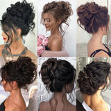 Daiiibabyyy  100% Human Hair Bun  Extensions Human Hair Messy Bun Hair Pieces Wavy Curly Human Hair Chignon Tousles Updo For Women Girls