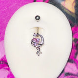 Daiiibabyyy  Y2K Jewelry Pink Crystal Bow Heart Navel Ring Kawaii Women's Accessories Cute Charm Wings Navel Rings Body Piercing