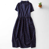 Daiiibabyyy  Summer Floral Print irt Dr High Waist ort Sve Midi Dr Thin Cotton Polyester Blend Floral Skirt High Waist Belted