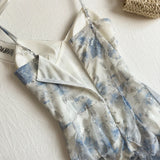 Daiiibabyyy Women's Flower Print A-line Flower Dress Vintage Sleeveless Off Shoulder Dresses Y2k One Piece Frocks 2000s 90s Clothes Summer