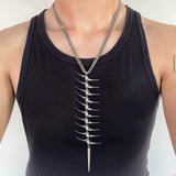 Daiiibabyyy  The Cyberpunk Style Of The Spiky Fishbone Copper Material Is Perfect For Men's And Women's Jewelry Accessories And Party Gifts