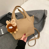 Daiiibabyyy  Stylish Handbag, Unique Bucket Classic Shopping Tote Bag, Soft PU Litchi Pattern Basket Women Shoulder Bag with Cute Pendants