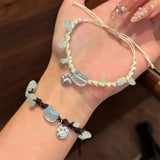 Daiiibabyyy  Simple Resin Kitten Handwoven Rope Bracelet for Women Unisex Resin Animal Cat Braided Bracelet Lovers Friendship Jewelry Gifts
